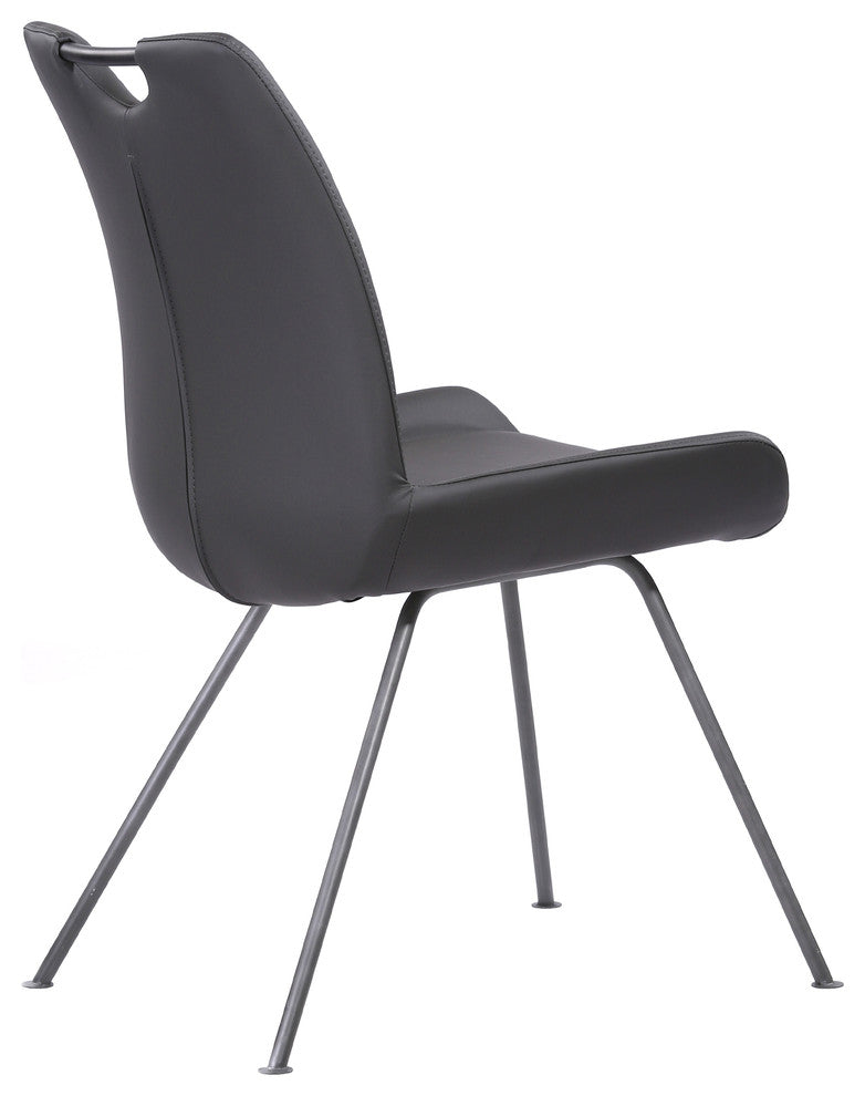 Toronto Dining Chair, Gray Powder Coated Finish and Gray Faux Leather, Set of 2