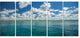 "White Fluffy Clouds Over Sea" Oversized Beach Canvas Artwork, 5 Panels, 60"x28"