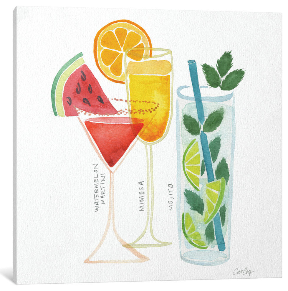 "Summer Drinks Artprint" by Cat Coquillette, 37x37x1.5