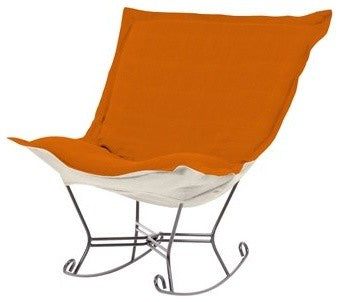 Scroll Puff Rocker With Cover, Titanium Frame, Sterling Canyon