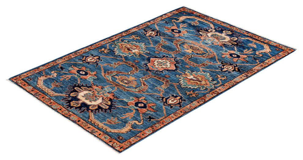 Serapi One-of-a-Kind Hand-Knotted Area Rug Light Blue, 3'2" x 4'11"