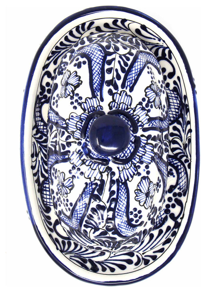 Encantada Handmade Butter Dish, Blue Flower