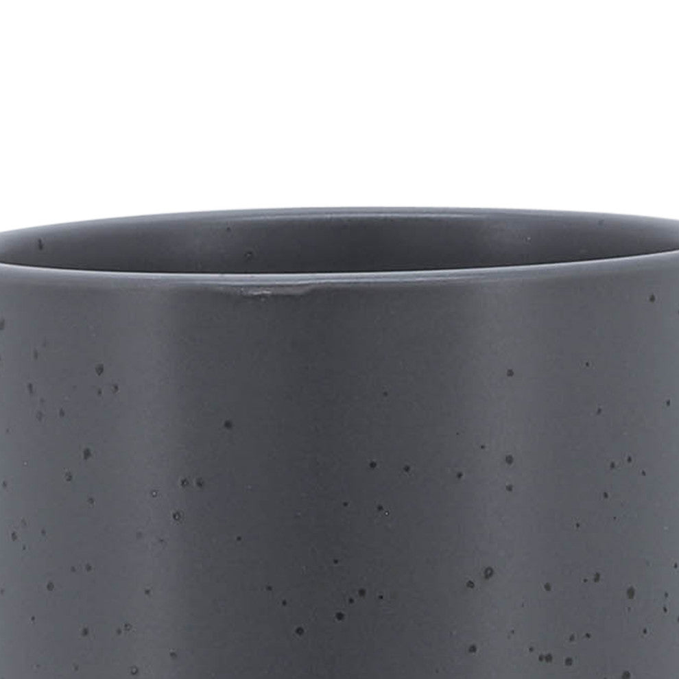 5" Planter With Wood Stand, Matte Gray