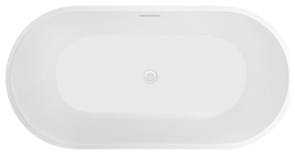 Vanity Art 54"x29" Acrylic Non-Slip Freestanding Soaking Bathtub, Pure White, 54" Soaking