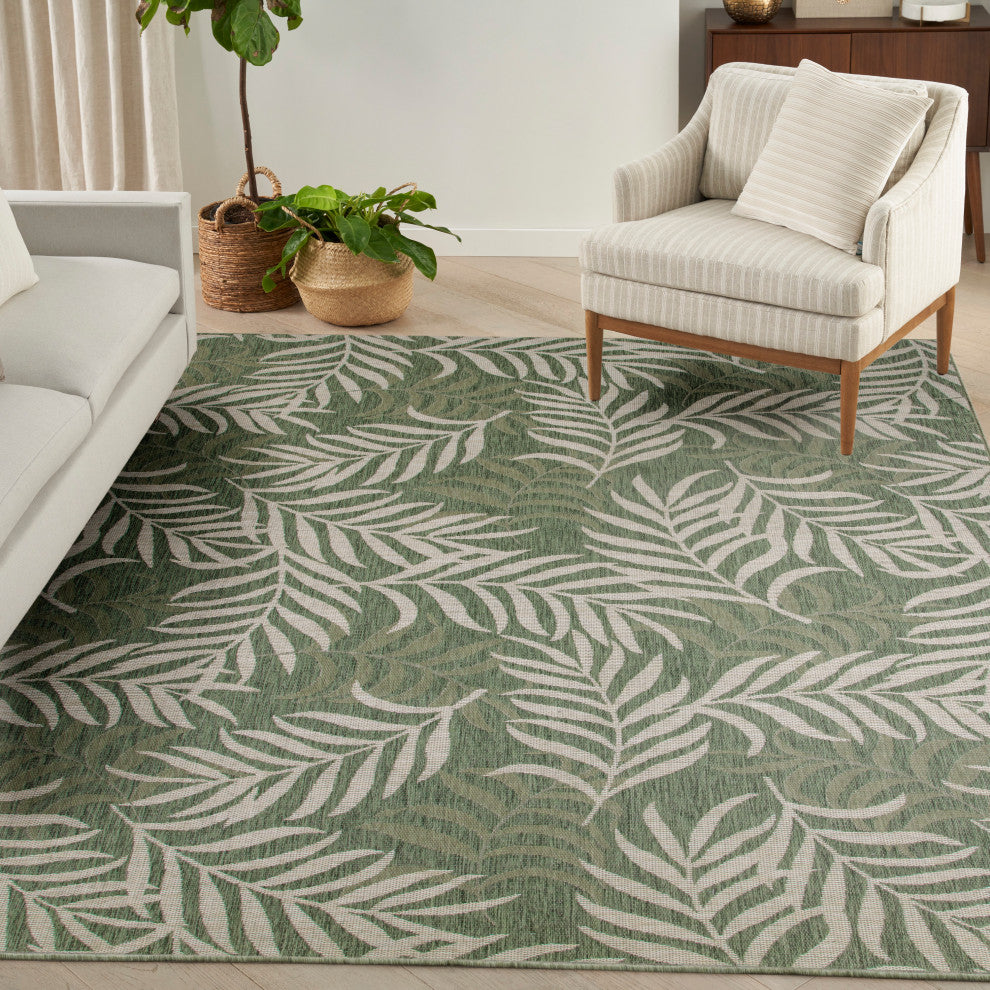 Nourison Garden Oasis 10' x 14' Green Ivory Tropical Rug