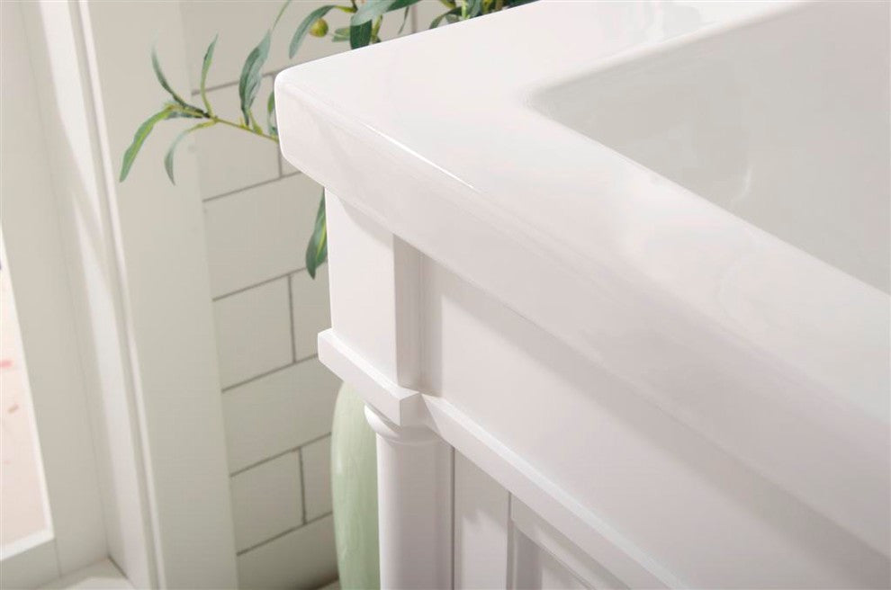 Legion Furniture Evarly Single-Sink Vanity, White, 24"