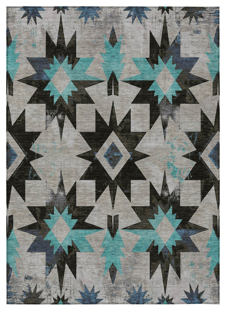 Machine Washable Indoor/Outdoor Chantille ACN1893 Black 2'6" x 3'10" Rug