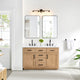 Gavino Vanity With Grain White Composite Stone Top, Light Brown/Matte Black, 54", With Mirror