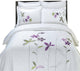 South Garden 5PC Embroidered Duvet Cover Set, White, Full/Queen