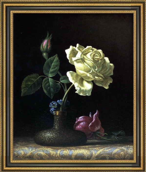 Martin Johnson Heade The White Rose Framed Premium Canvas Print, 20"x25"
