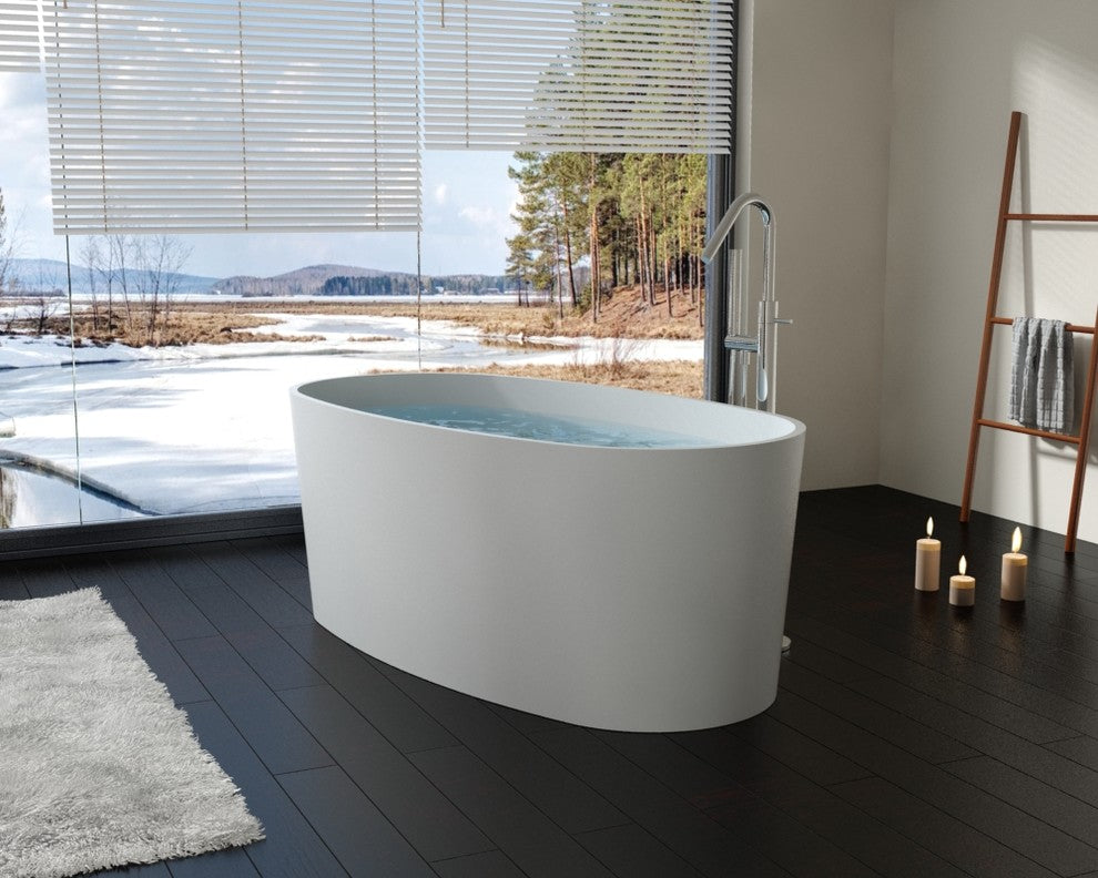 Badeloft UPC Certified Stone Resin, Freestanding Bathtub, Glossy White