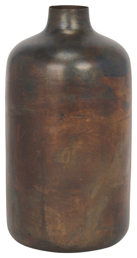 Daya Tall Antiqued Gold Metal Vase