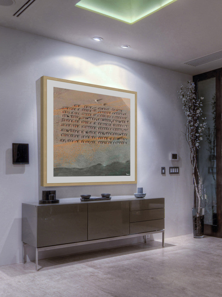 "Tidy Beach Chairs" Framed Painting Print, 12"x12"