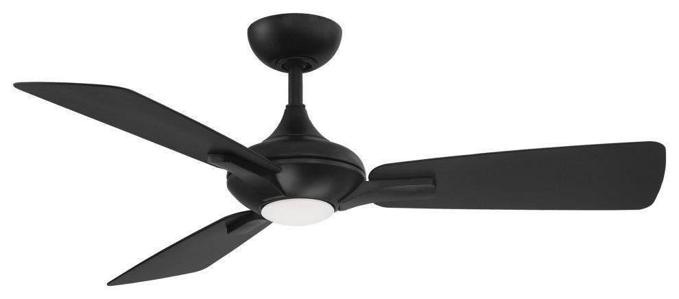 Mykonos 3-Blade Smart Ceiling Fan 52" Matte Black, 3000K LED Kit