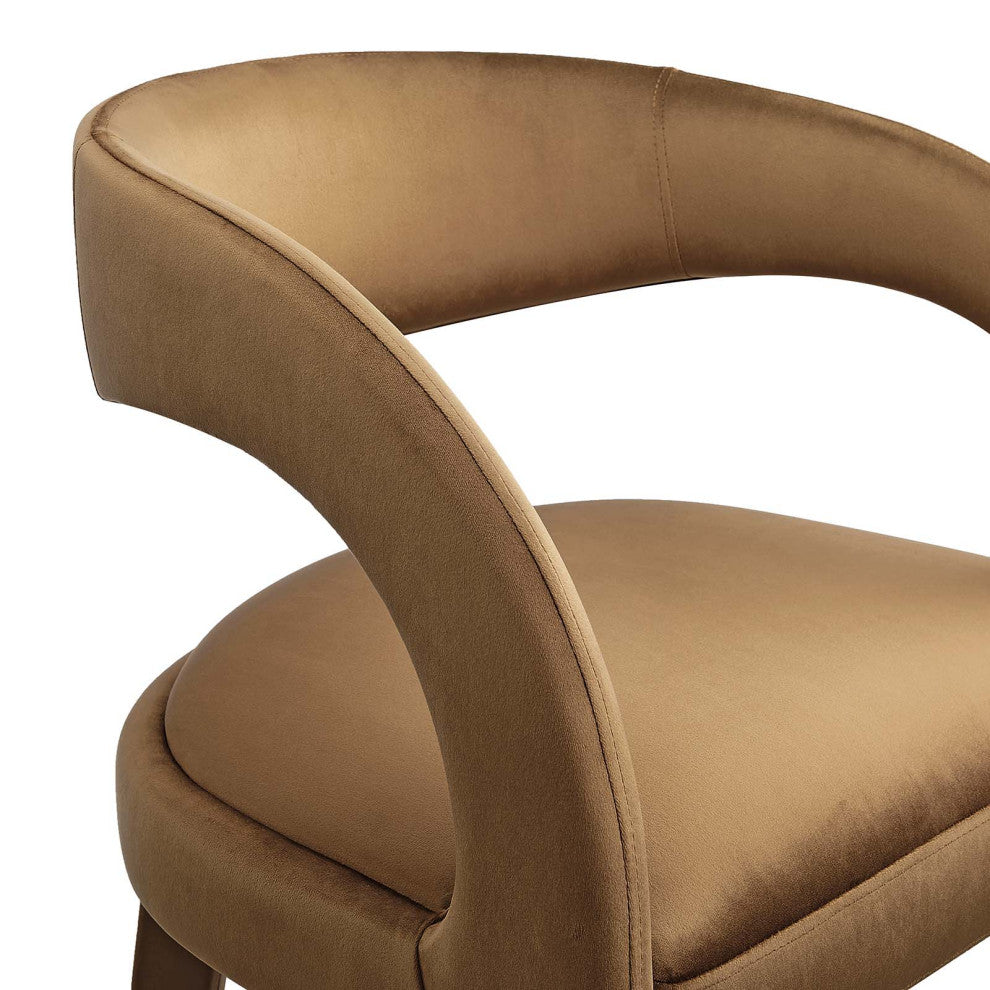 Pinnacle Performance Velvet Bar Stool Set of 2, Brown Gold