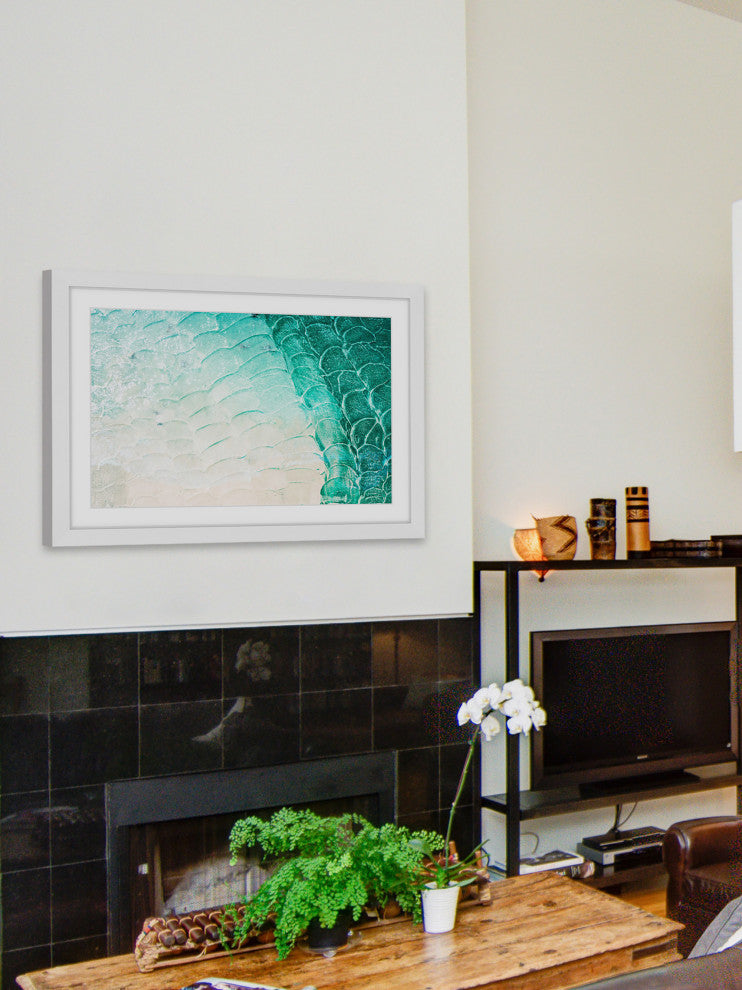 "Aqua Waves" Framed Painting Print, 30"x20"