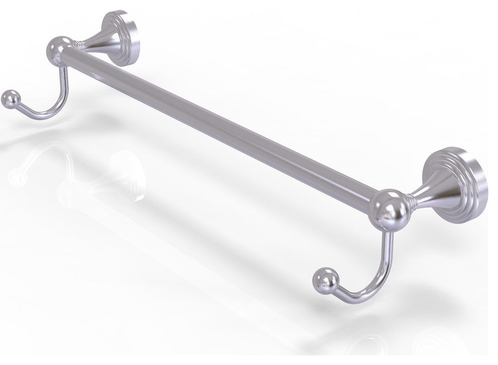 Sag Harbor 30" Towel Bar with Integrated Hooks, Satin Chrome