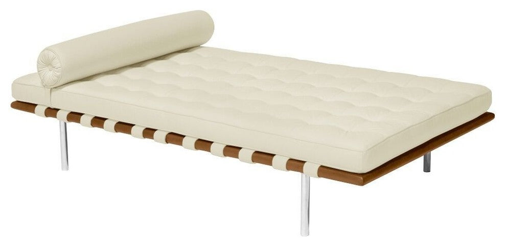 Classic Romano Top Grain Italian Leather Daybed 72", Petite, Ivory Leather