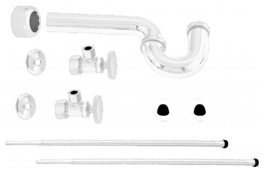 Standard Pedestal Lavatory Kit With Round Handles, Powder Coated White
