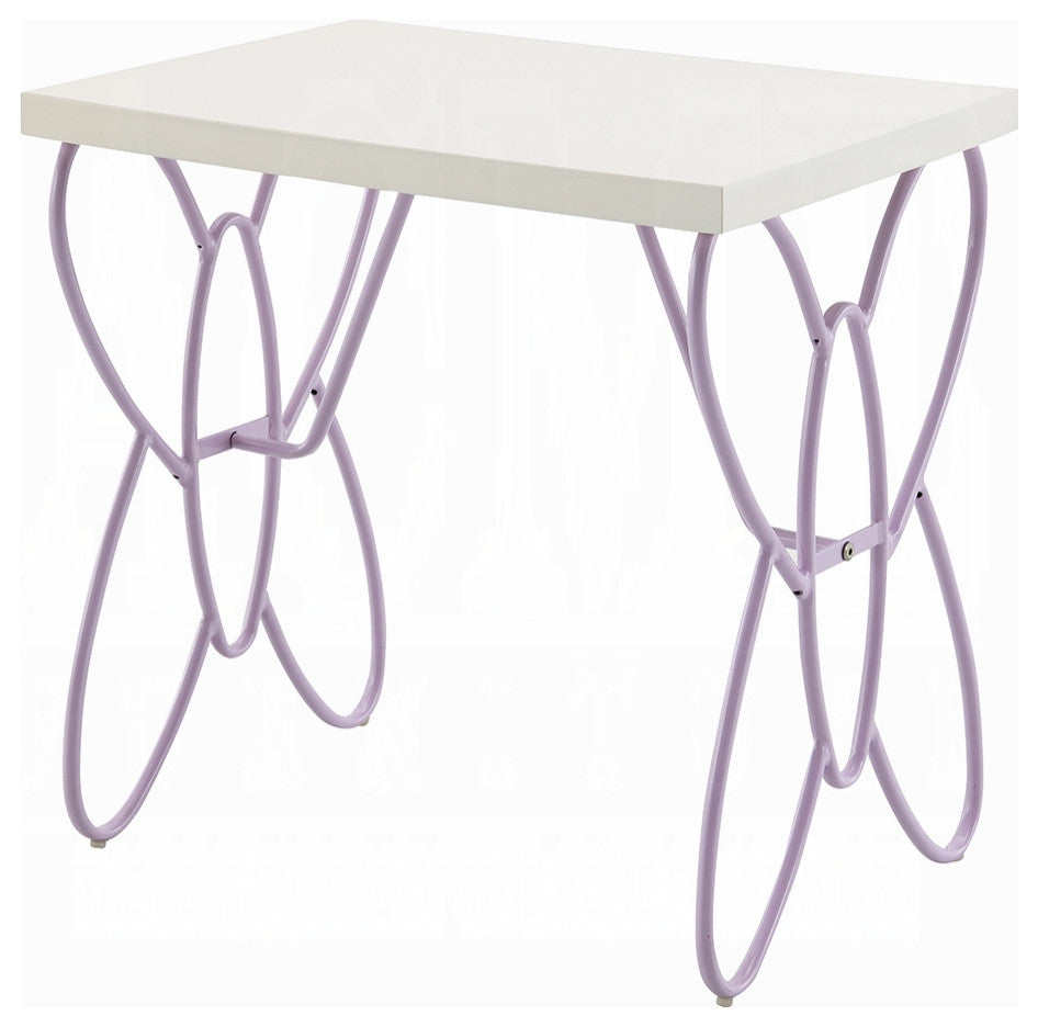 Priya II Nightstand, White and Light Purple