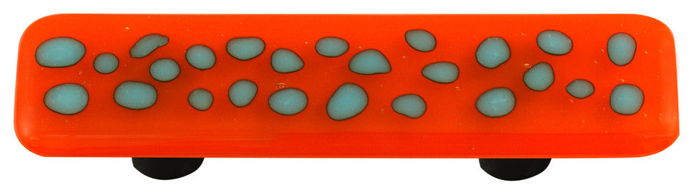 Art Glass Rectangle Reactive Pull, Black Post, Reactive Clear Opal Orange
