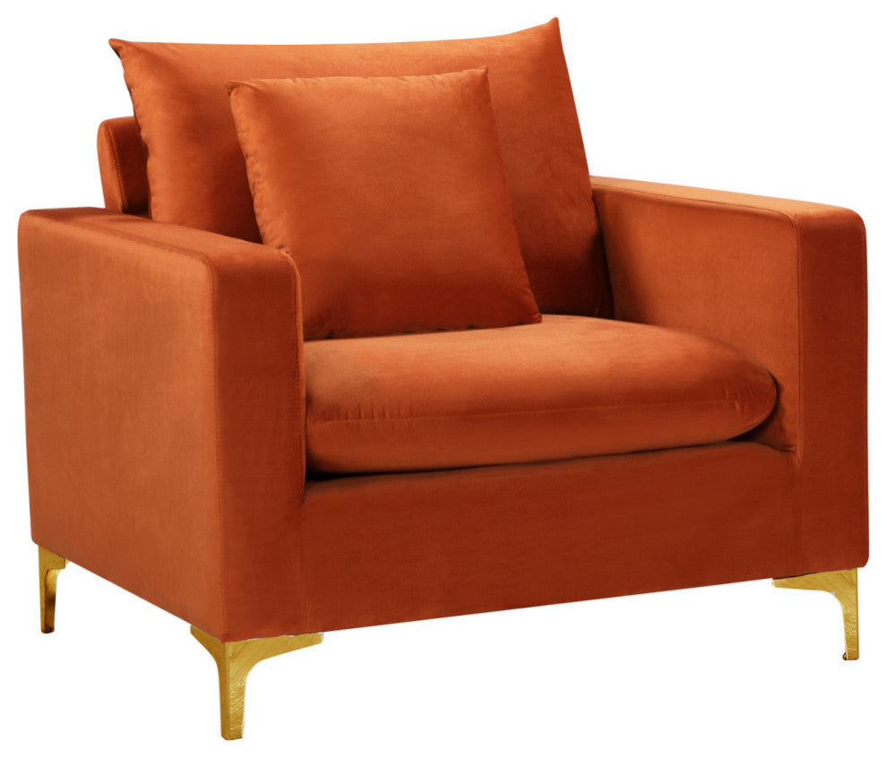 Naomi Velvet Upholstered Chair, Cognac