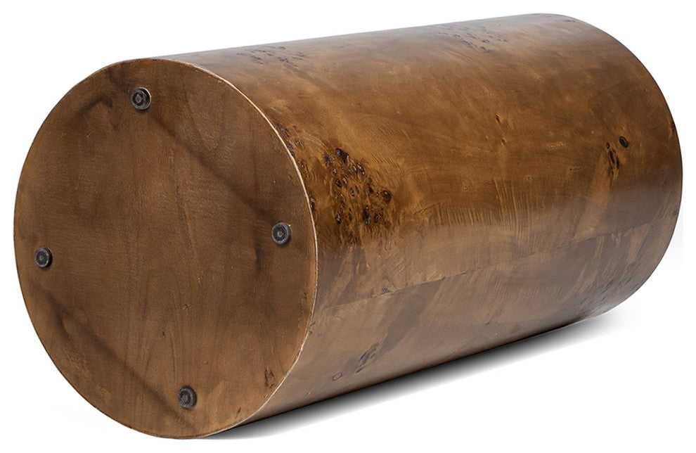 Nebula 29.5" Burl Wood Accent Pillar Side Table, Medium Brown Walnut