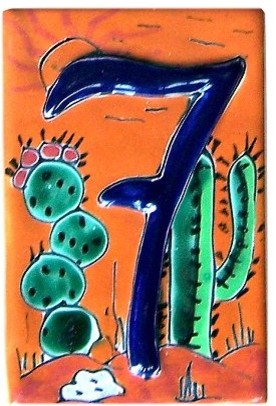 Desert Talavera Ceramic House Number Seven