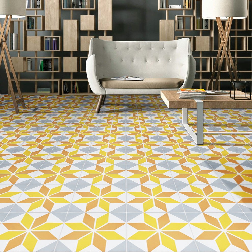 8"x8" Assila Handmade Cement Tile, Multicolor, Set of 12