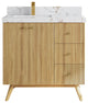 Pasadena 36 Left Offset  Bath Vanity in Light Natural Teak 2" Viola Gold