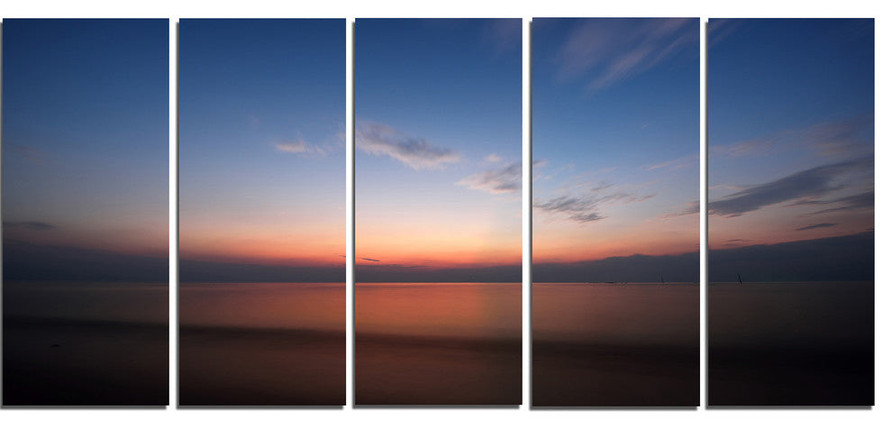 "Ko Samui Sea Sunrise Panorama" Oversized Beach Wall Art, 5 Panels, 60"x28"