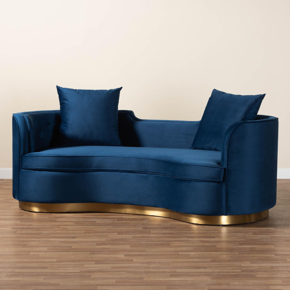 Rosy Glam Navy Blue Velvet Sofa