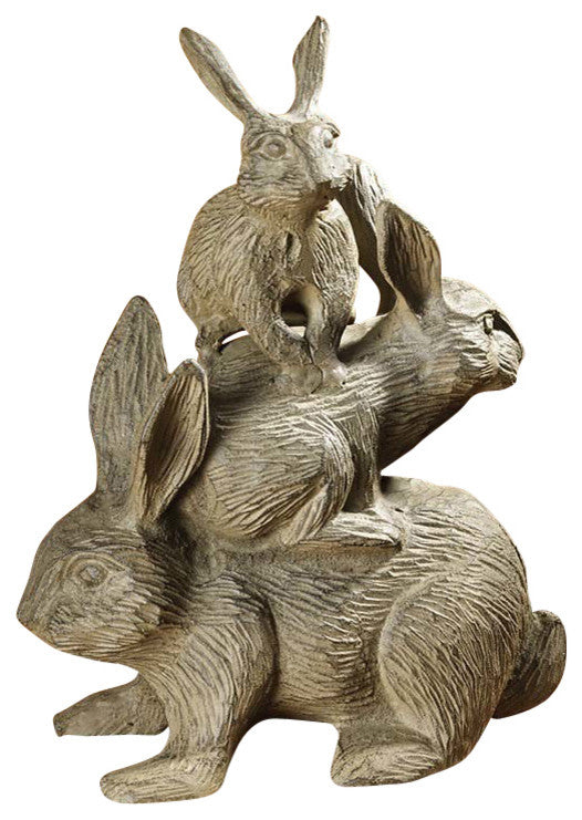 Bunched Bunnies Cast Iron Rabbit Statue