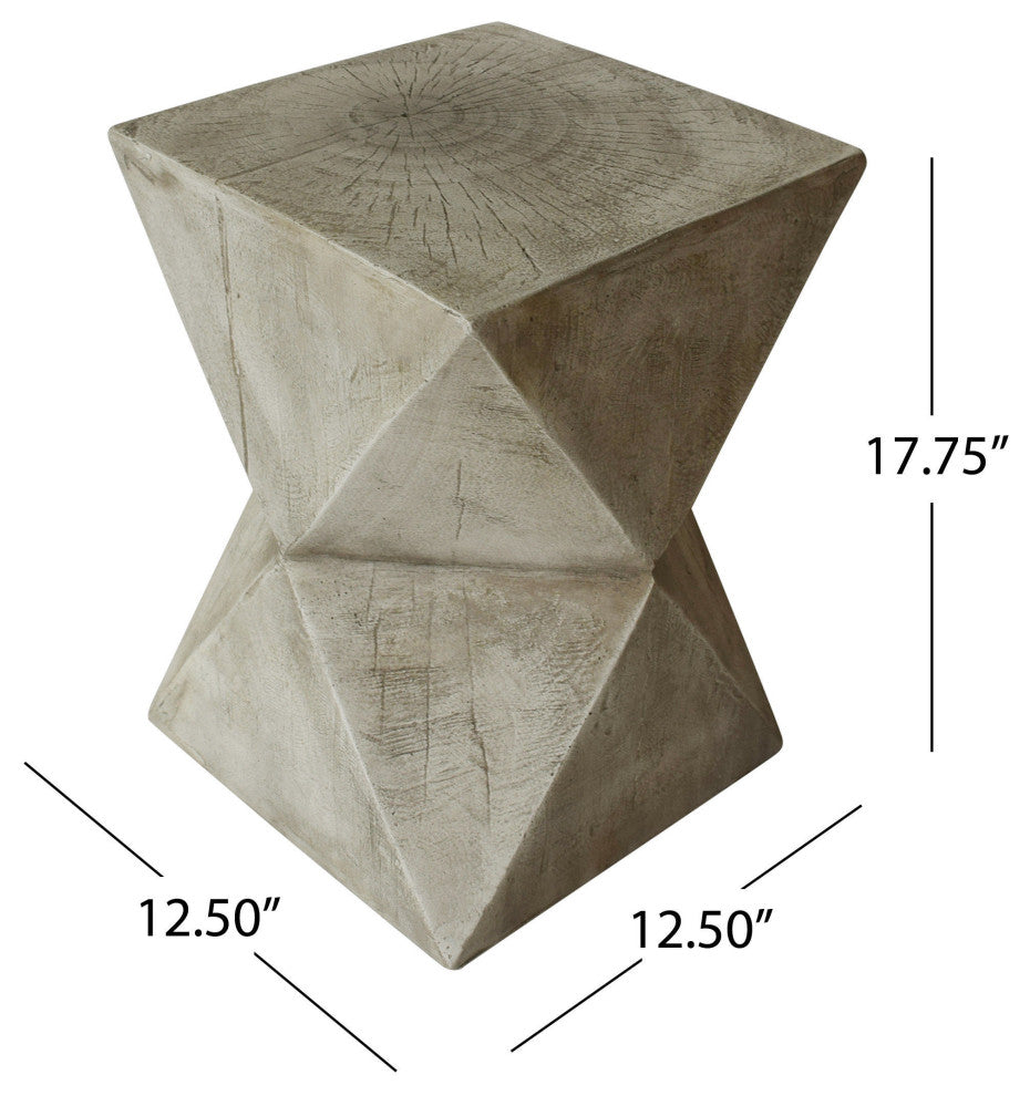 Savannah Outdoor Lightweight Concrete Accent Table, Light Gray