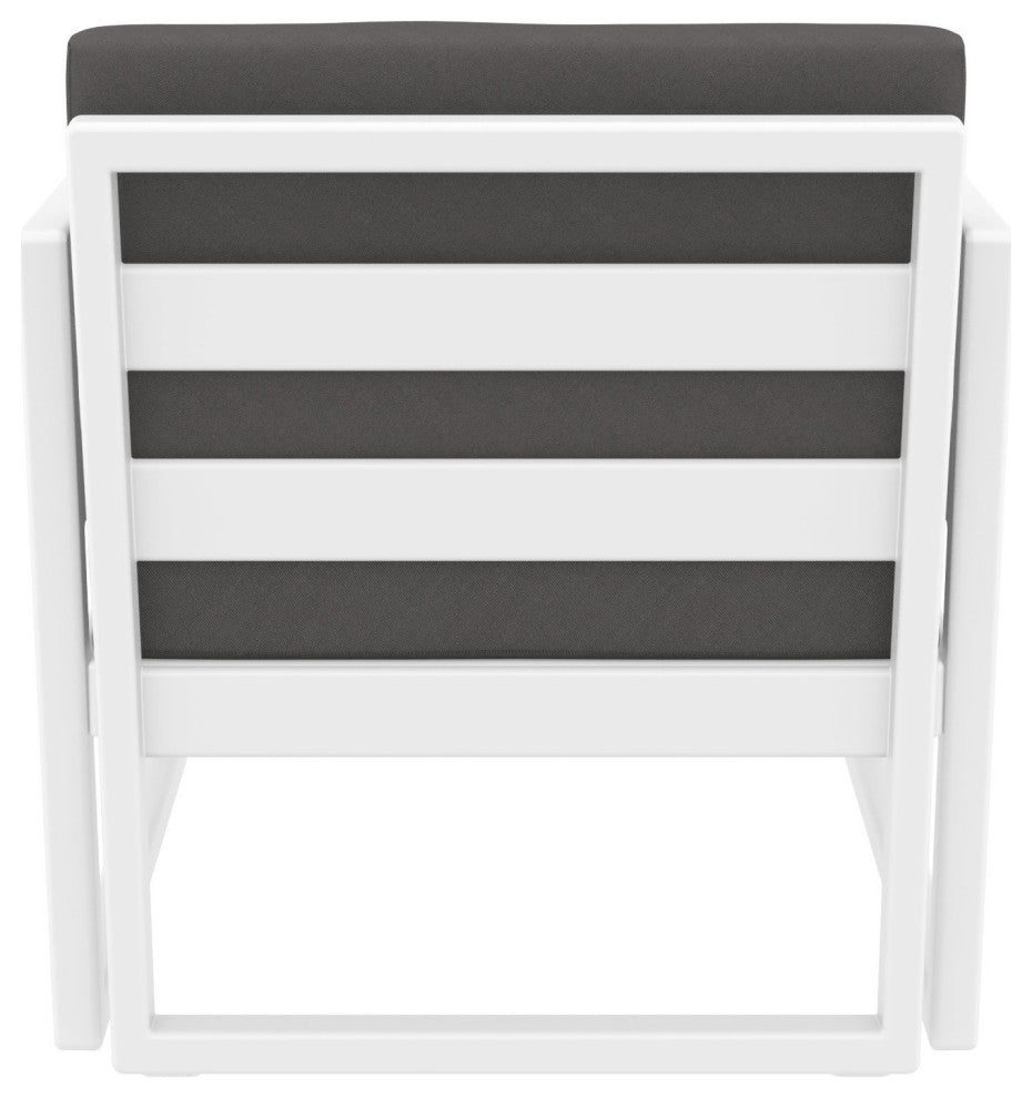 Mykonos Patio Club Chair White With Acrylic Fabric Charcoal Cushion