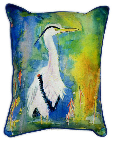 Pair of Betsy Drake D and B"™s Blue Heron Large Indoor/Outdoor Pillows