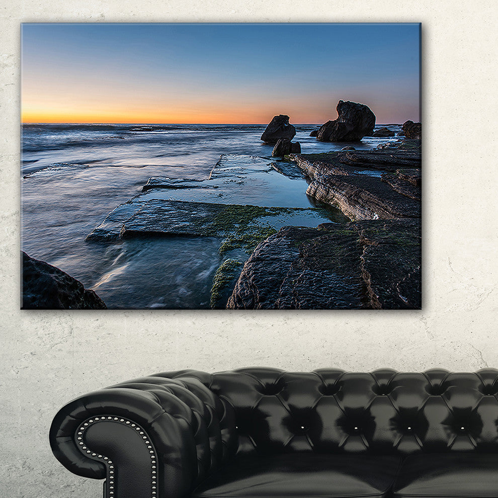 "Bluish Sea Waters At Sydney Beach" Seashore Canvas Print, 32"x16"