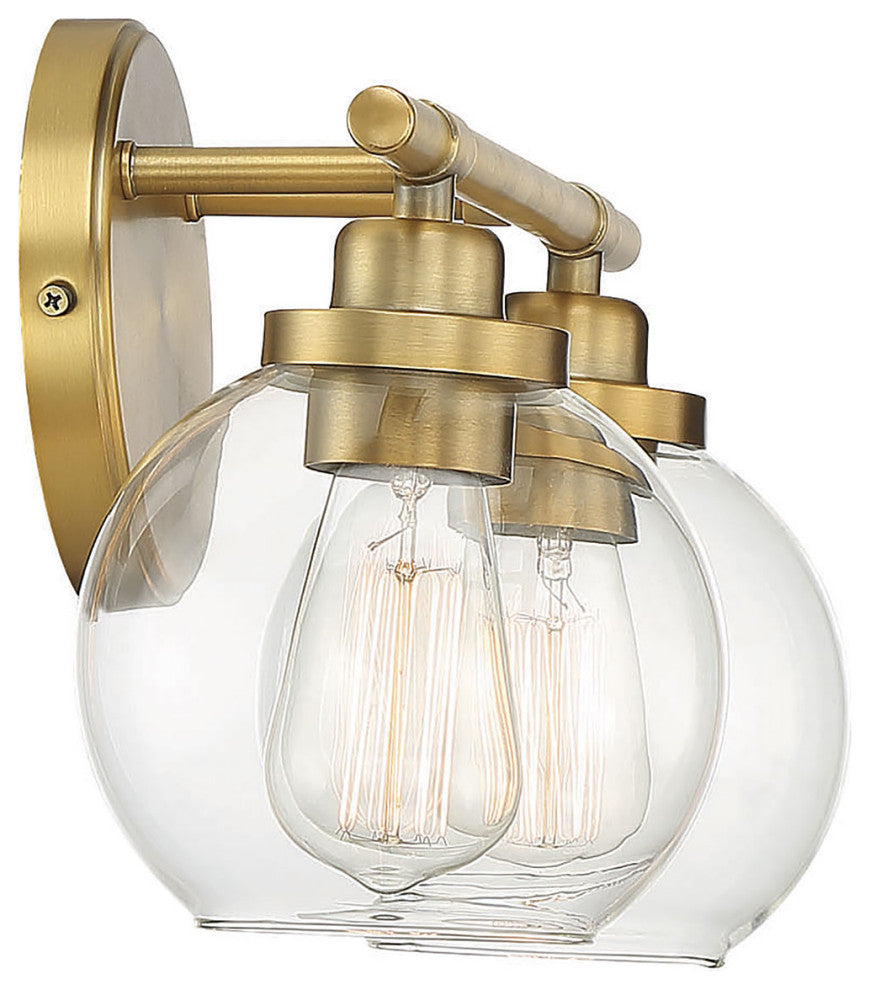 Carson Bathroom Vanity Light, Warm Brass, 2-Light Bath