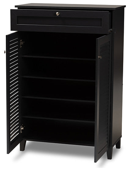 Coolidge Dark Grayed 5-Shelf Wood Shoe Storage Cabinet With Drawer
