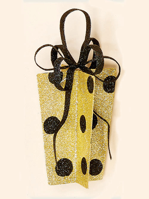 9" Gold and Black Metal Gift Box Decor With Dots