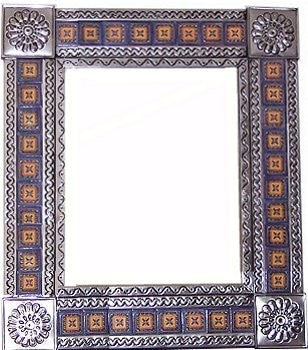 Medium Silver Cross Tile Talavera Tin Mirror