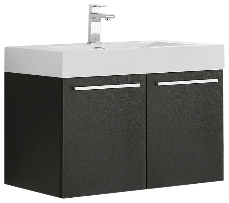 Fresca Vista 30" Black Wall Hung Cabinet With Integrated Sink