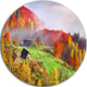 Colorful Mountain Village, Landscape Photo Round Wall Art, 36"