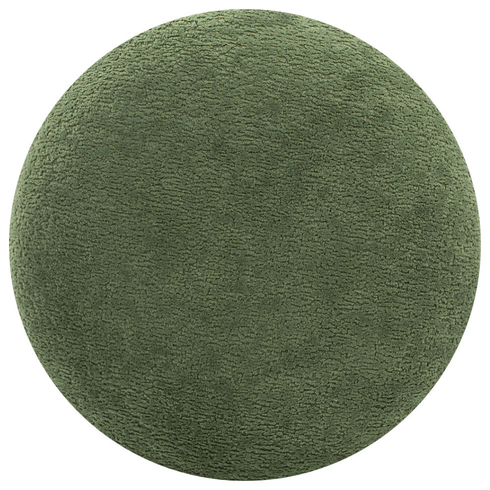 Fuji 15" Mushroom Footstool Ottoman, Moss Green Fleeced Teddy