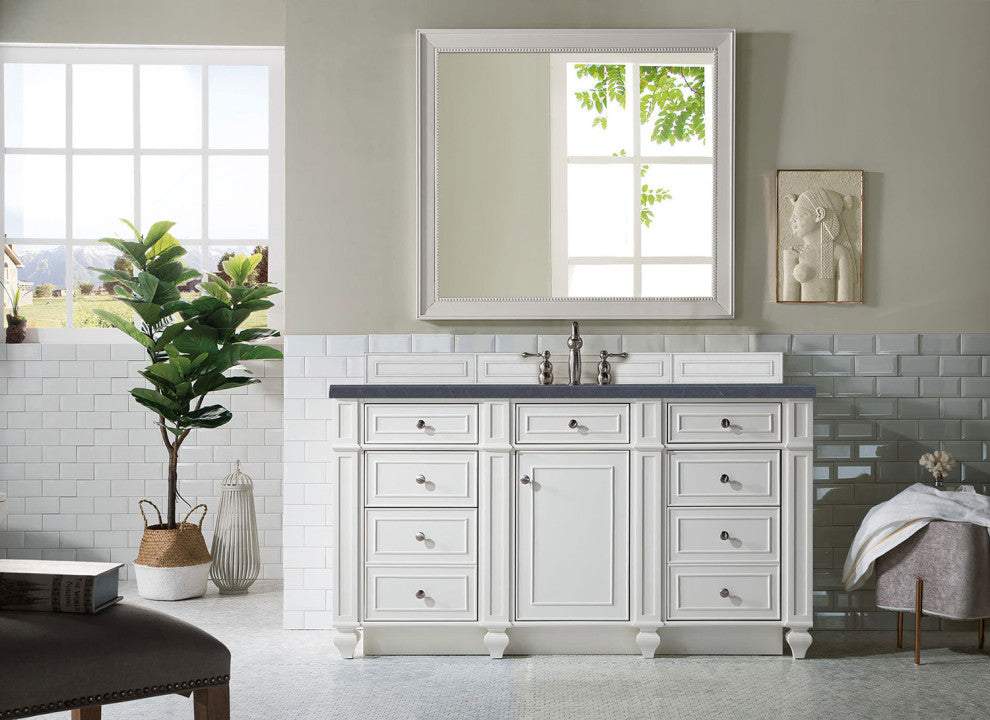 Bristol 60" Single Vanity Bright White, Charcoal Soapstone Quartz