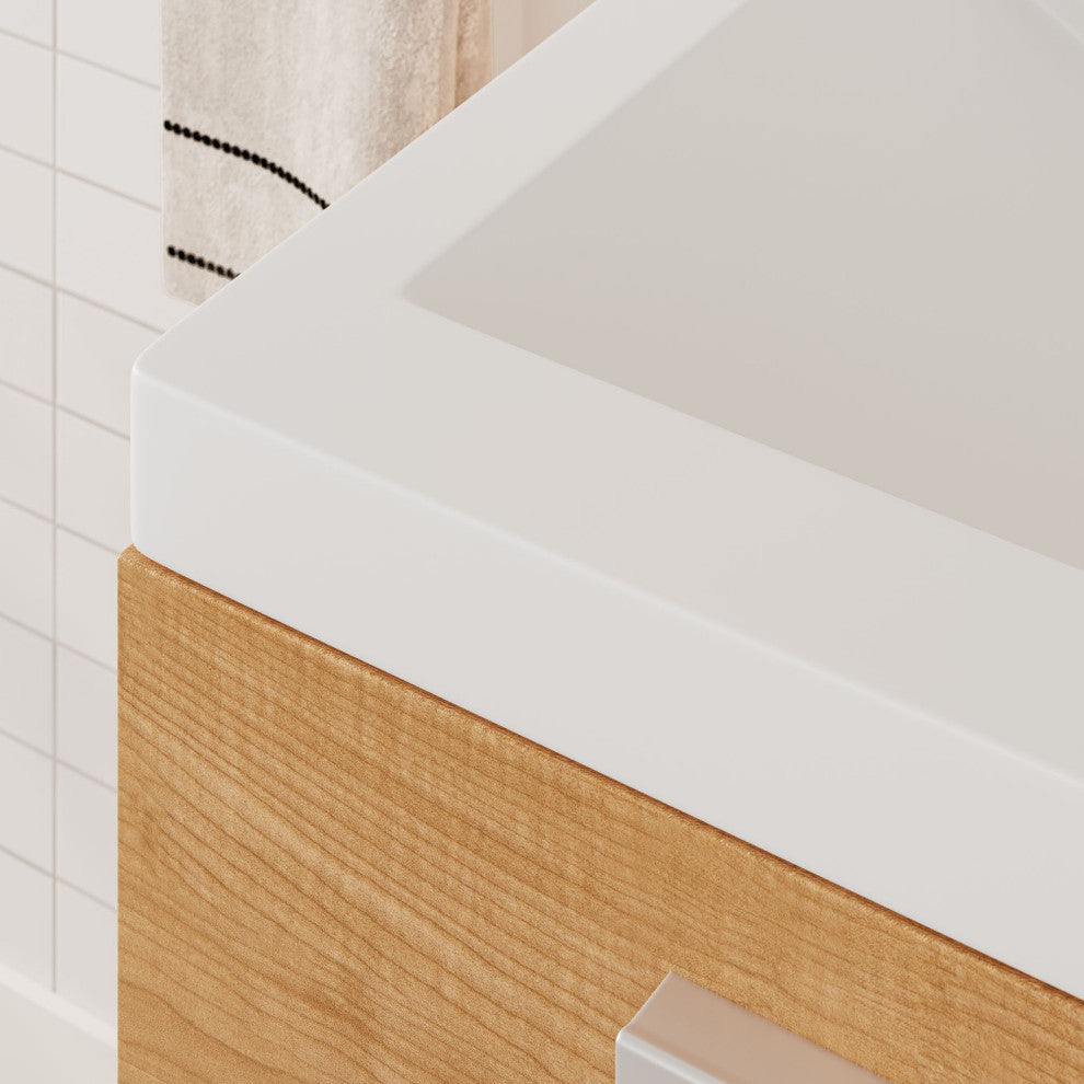 The Aeris Bathroom Vanity, Oak, 55", Double Sink, Wall Mount
