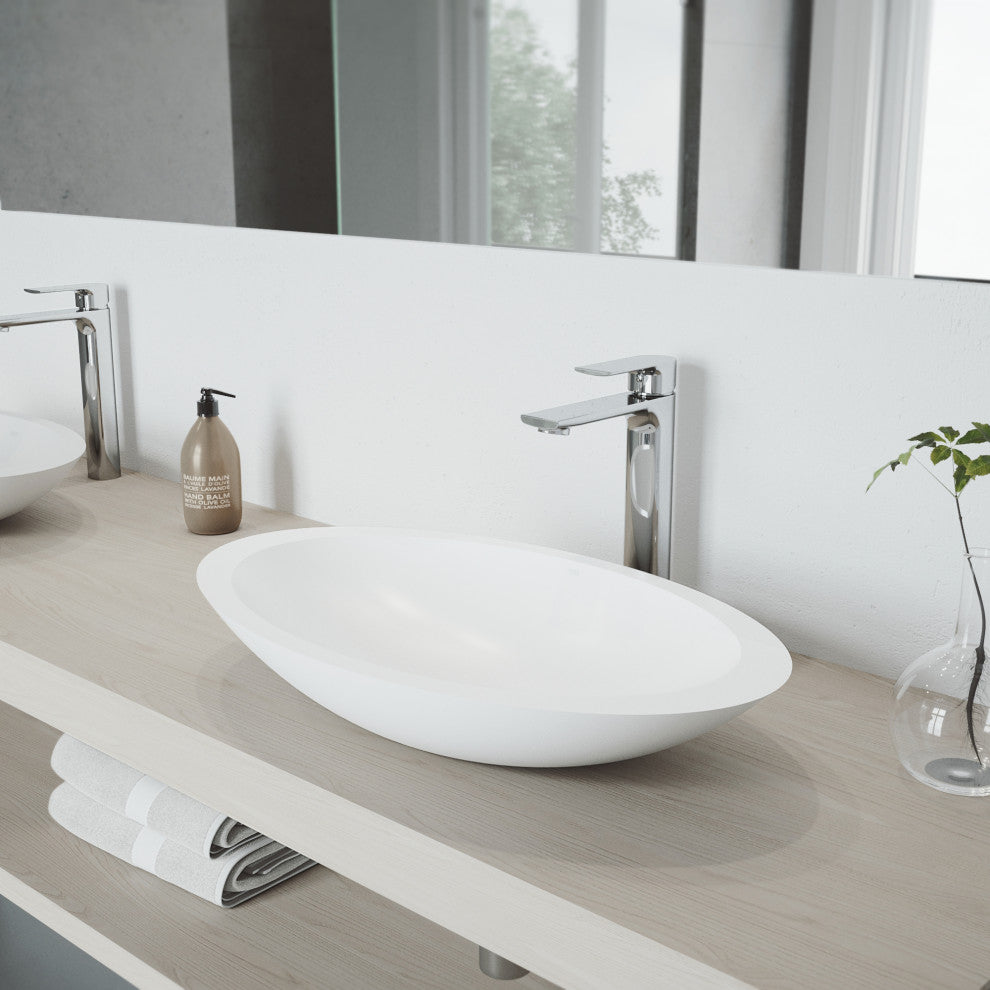 Wisteria 23"L x 14"W MatteStone Vessel Sink and Norfolk 11"H Faucet Set