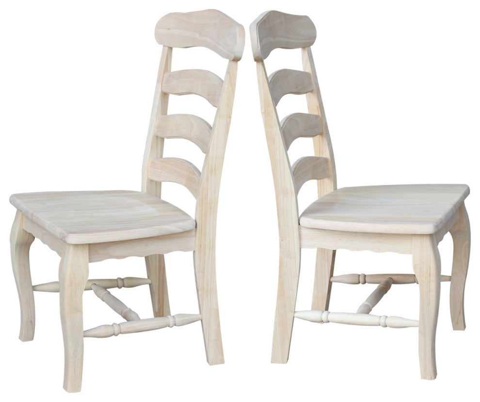 Set of Two Country French Chairs with Solid Seats