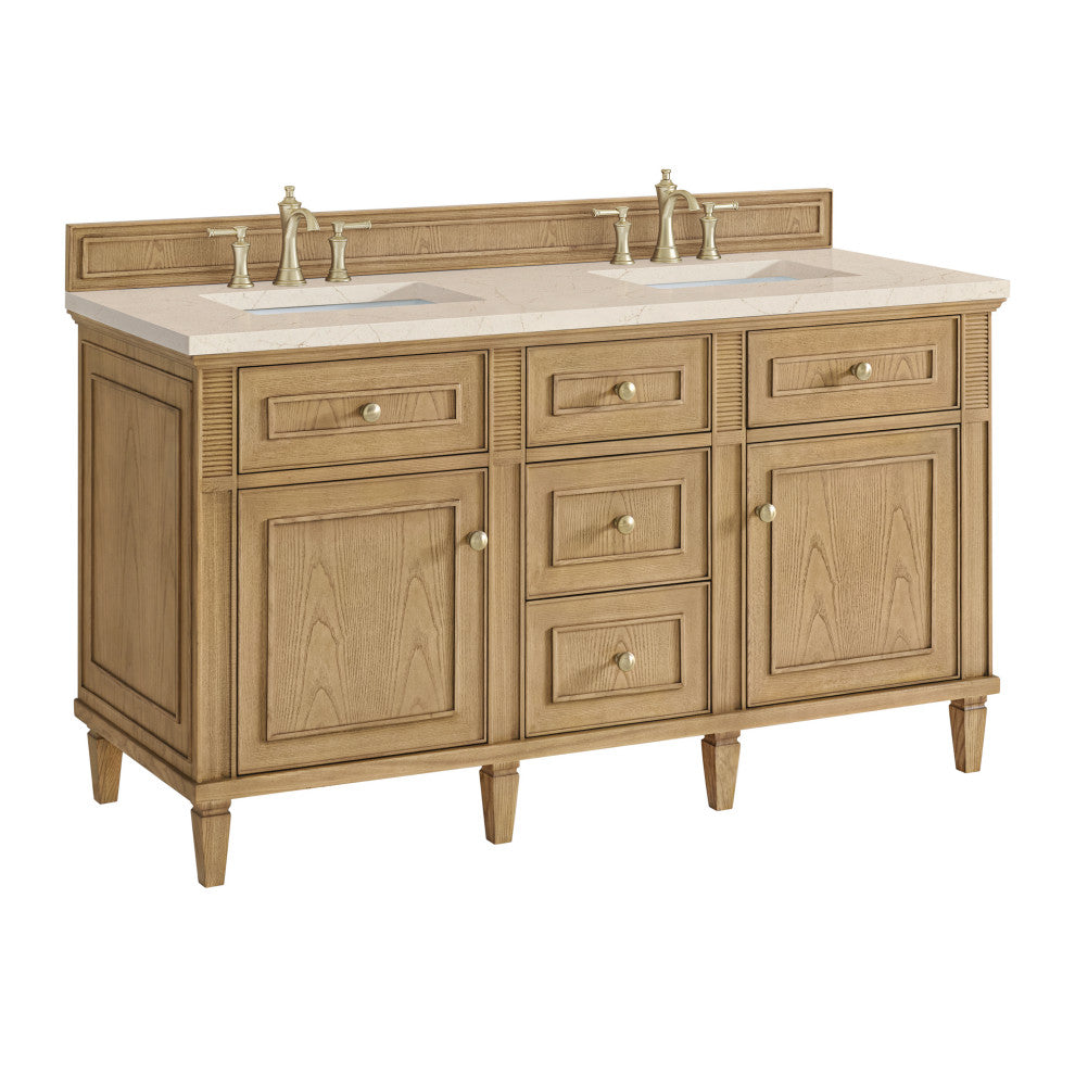 Lorelai 60" Double Vanity, Light Natural Oak, 3 CM Eternal Marfil Top