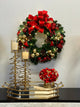 26" Evergreen Holiday Wreath with Berries, Ornaments, Bows and LED Lights, Regular Lights